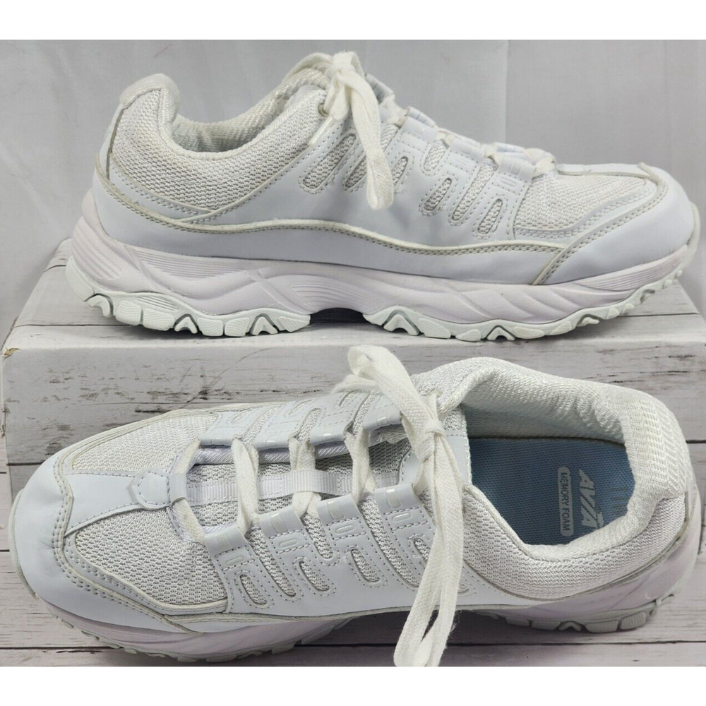 AVIA All White Lace Up, Memory Foam, Non-Marking Sneakers, Women's Size 11W
